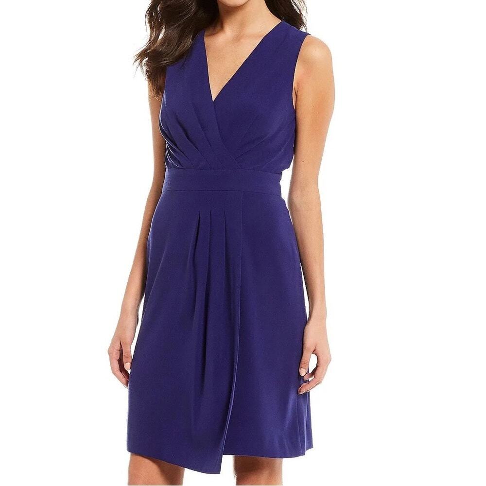 Alex Marie Jade Violet Sleeveless Pleated Faux Wrap Dress, Sz 4 -- NWT